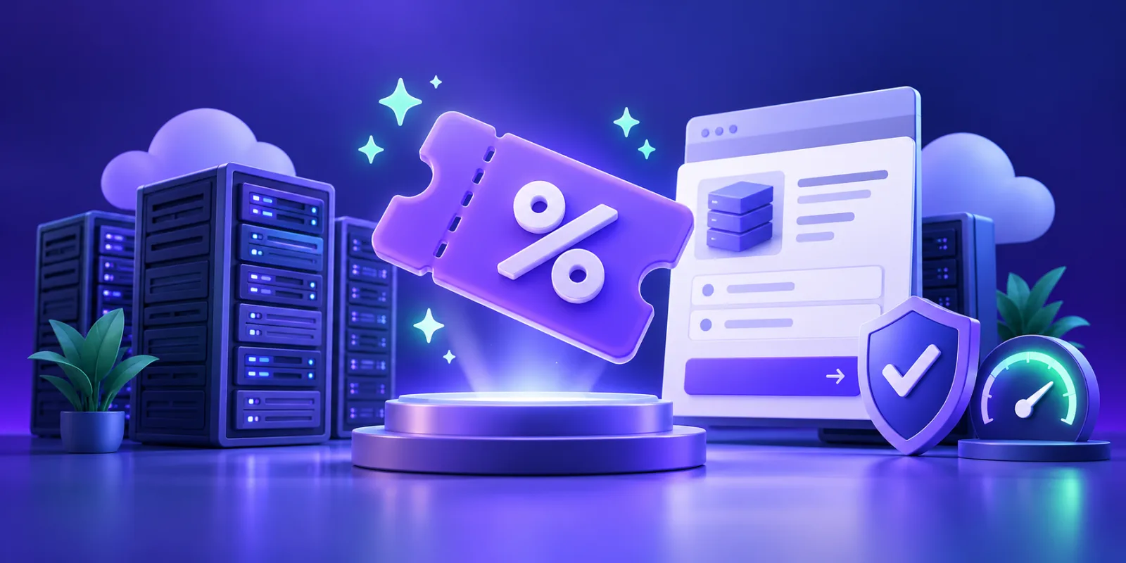 Hostinger coupon and web hosting checkout illustration